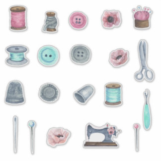 Adesivo Vintage Sewing Fussy Cut Custom-Cut Vinyl Stickers