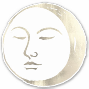 Adesivo Vintage Silver Foil Witchy Celestial Sleeping Moon