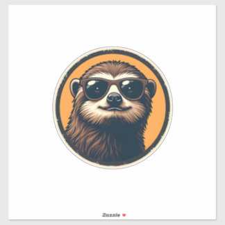 Adesivo Vintage Sloth Sunglasses Retro Badge Art 2