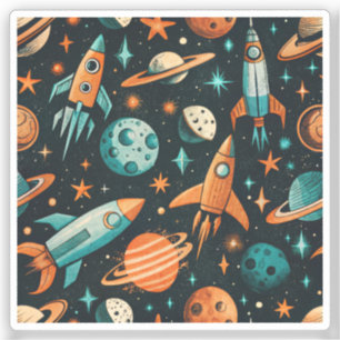 Adesivo Vintage Spacecraft Rocket ships Pattern - Cosmos(2