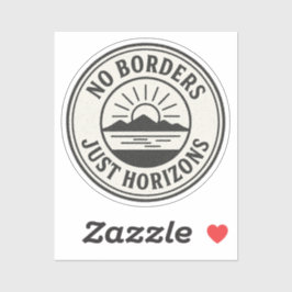 Adesivo Vintage Stamp – “No Borders, Just Horizons”.