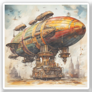 Adesivo Vintage Steampunk Zeppelin (1)