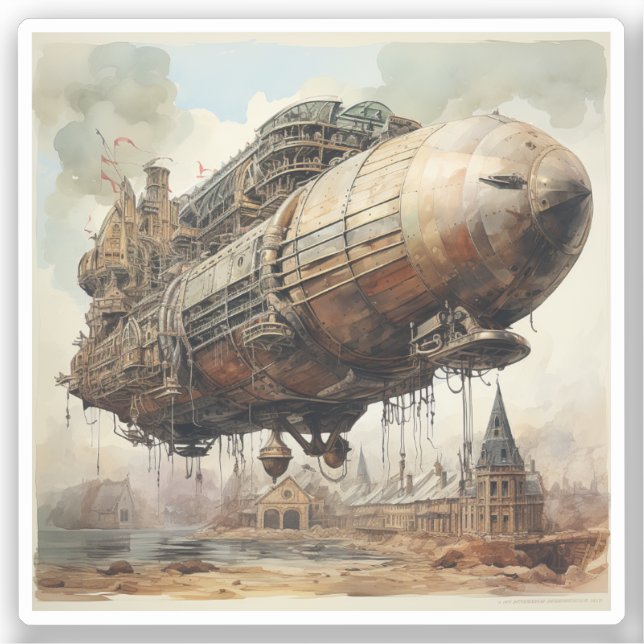 Adesivo Vintage Steampunk Zeppelin (2) (Frente)