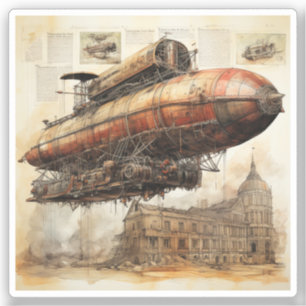 Adesivo Vintage Steampunk Zeppelin (3)