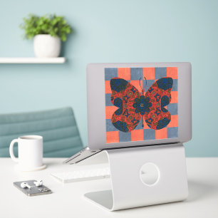 Adesivo Vintage Style Butterfly Checkered Squares Sticker