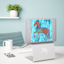Adesivo Vintage Style Horse Aqua Background Sticker