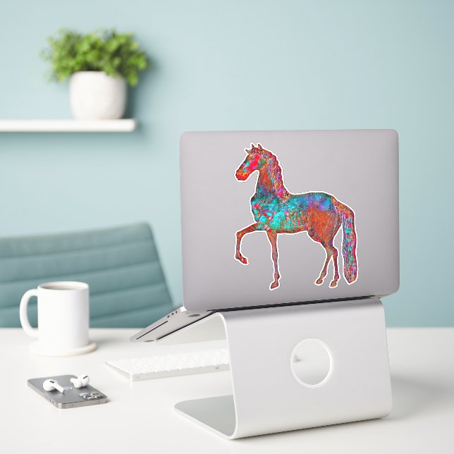 Adesivo Vintage Style Horse Art Cut Sticker (Laptop na mesa)
