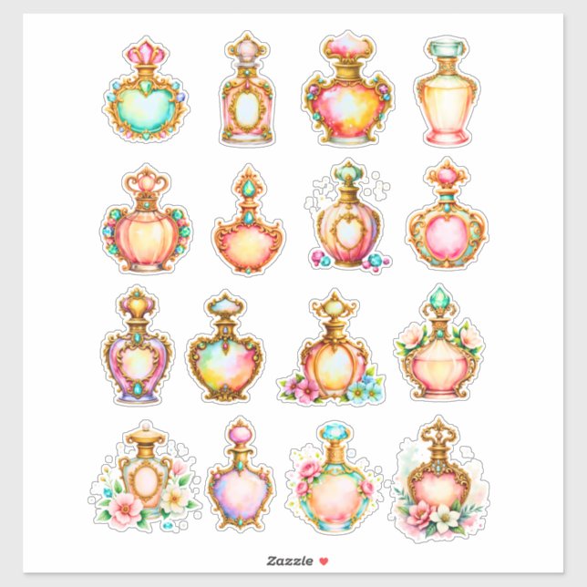 Adesivo Vintage Style Perfume Bottles Sheet of Stickers (Folha)