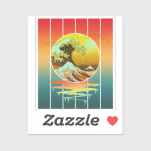 Adesivo Vintage Sunset Japonês Wave Ocean