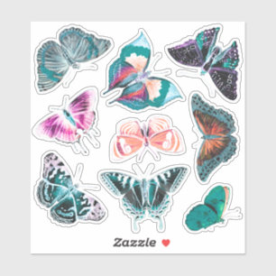 Adesivo Vintage Teal Blue Butterflies Junk Diário Kit