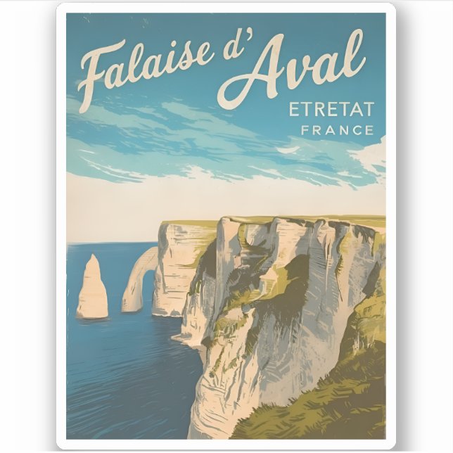 Adesivo Vintage Travel Cliffs of Etretat France Landscape (Frente)