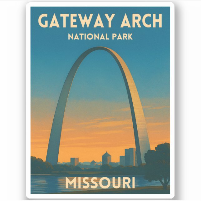 Adesivo Vintage Travel Gateway Arch National Park Missouri (Frente)
