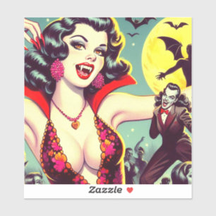 Adesivo Vintage Vampire Horror Girl