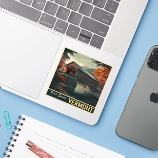 Adesivo Vintage Vermont Covered Bridge Viagem