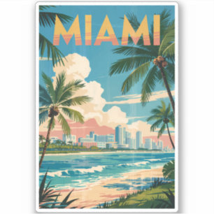 Adesivo Vintage Viagem de arte da Miami Flórida