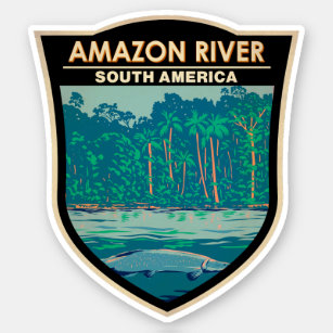 Adesivo Vintage Viagem de Arte do Rio Amazônia na América 