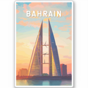 Adesivo Vintage Viagem de Ilustração Bahrein