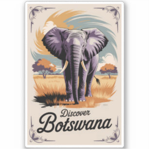 Adesivo Vintage Viagem de ilustração do Botsuana