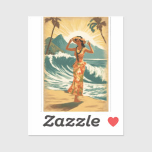 Adesivo Vintage Viagem Honolulu Médio Havaiano - Pacífico