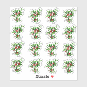 Adesivo Vintage Victorian Christmas Holly Envelope Seal