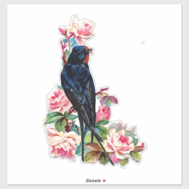 ADESIVO VINTAGE VICTORIAN FLORAL BIRD STICKER (Folha)