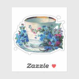 ADESIVO VINTAGE VICTORIAN TEACUP FLORES PERSONALIZADOS