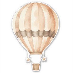 Adesivo Vintage Watercolor Rust e Cream Hot Air Balon