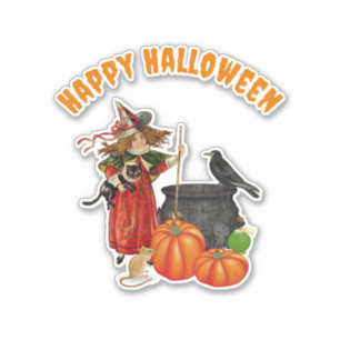 Adesivo Vintage Witch Halloween Vintage Vintage Vintage Vi