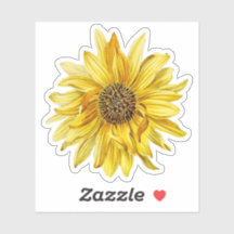 Vintage Yellow Sunflower Floral Sticker