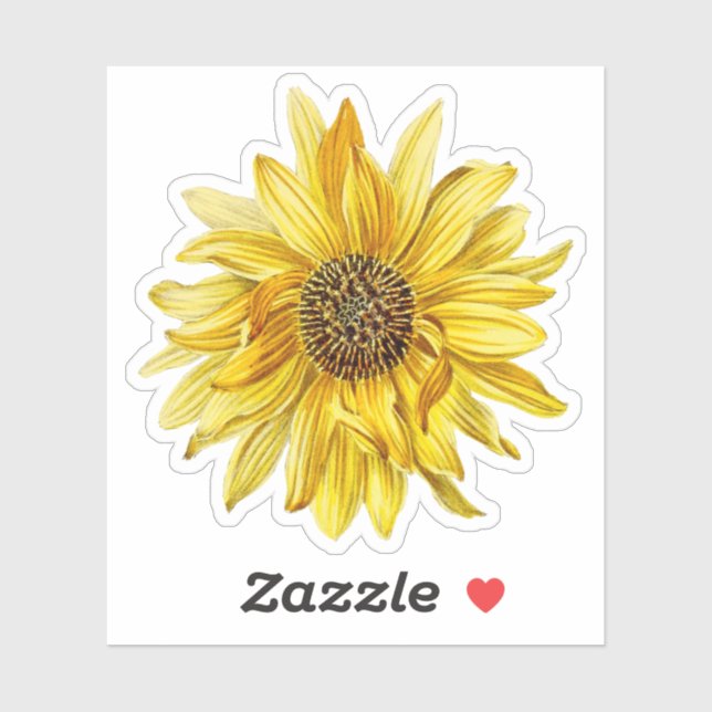 Adesivo Vintage Yellow Sunflower Floral Sticker (Folha)