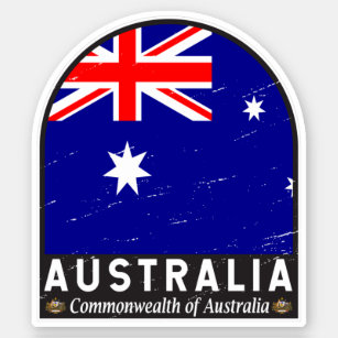Adesivo Vintagem com desgaste do emblema da Austrália