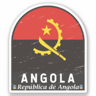 Adesivo Vintagem com desgaste do emblema de Angola
