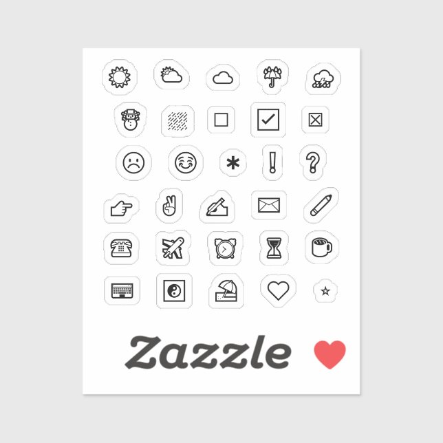 Adesivo Vinylaufkleber Journal/Planer Symbole Sample Sheet (Folha)