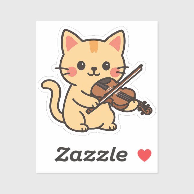 Adesivo Violin Playing Cat Design (Folha)