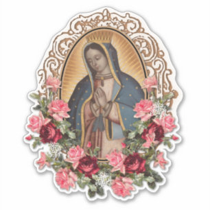 Adesivo Virgem Bêndida Mary Rosas de Guadalupe Religiosa