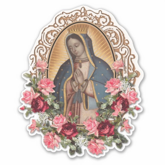 Adesivo Virgem Bêndida Mary Rosas de Guadalupe Religiosa (Frente)