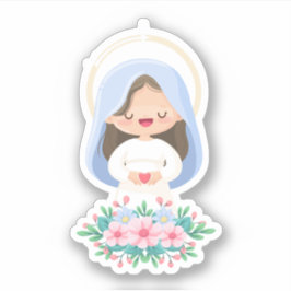 Adesivo Virgem Kawaii Mary Sacred Heart Sticker
