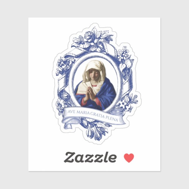 Adesivo Virgem Maria Ave Religiosa Mary em Latim (Folha)