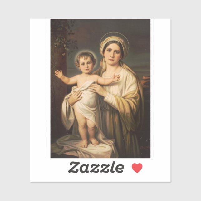 Adesivo Virgem Maria segurando Jesus bebê (Folha)