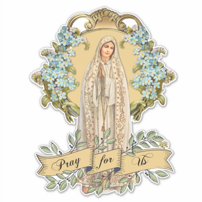 Adesivo Virgem Maria Senhora de Fatima Rosary Prayer (Frente)