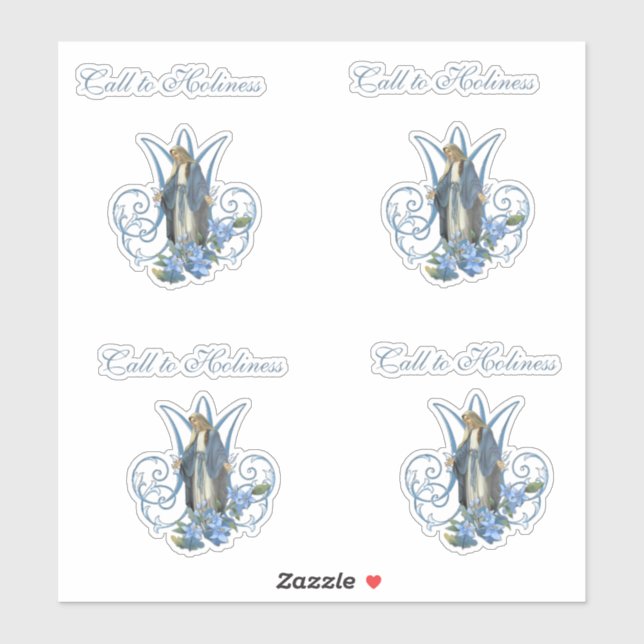 Adesivo Virgem Religiosa Maria Senhora de Grace Flores Azu (Folha)