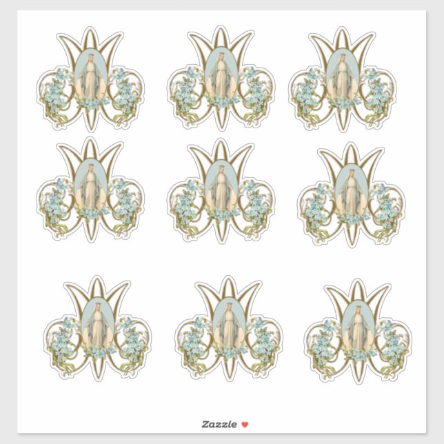 Adesivo Virgem Religiosa Mary Floral Elegante Vinil Sticke (Folha)