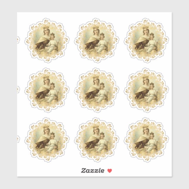 Adesivo Virgin Mary Monte Carmel Jesus Vinil Religioso (Folha)