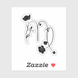 Adesivo Virgo zodiano sinal de nascimento flor chic preto