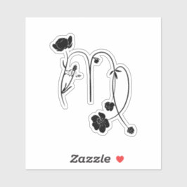 Adesivo Virgo zodiano sinal de nascimento flor chic preto 