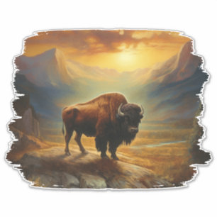 Adesivo Vista de Sunset Bison Buffalo