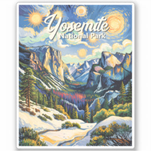 Adesivo Vista personalizada do túnel de Yosemite no invern