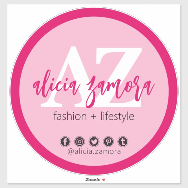 Adesivo Viva Moderno Influenciador de Mídia Social Magenta (Folha)