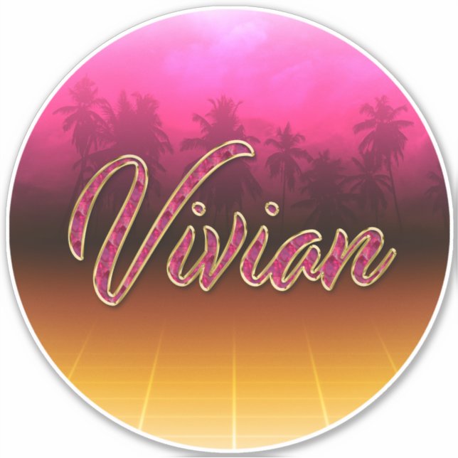 Adesivo Vivian Vorname Name golden pink Aufkleber Sticker (Frente)