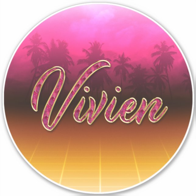 Adesivo Vivien Vorname Name golden pink Aufkleber Sticker (Frente)